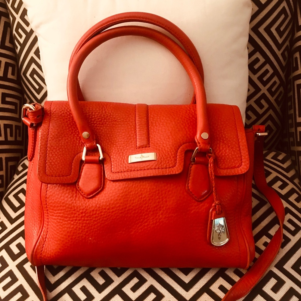 Cole Haan Orange Leather Shoulder Bag w/ Crossbody